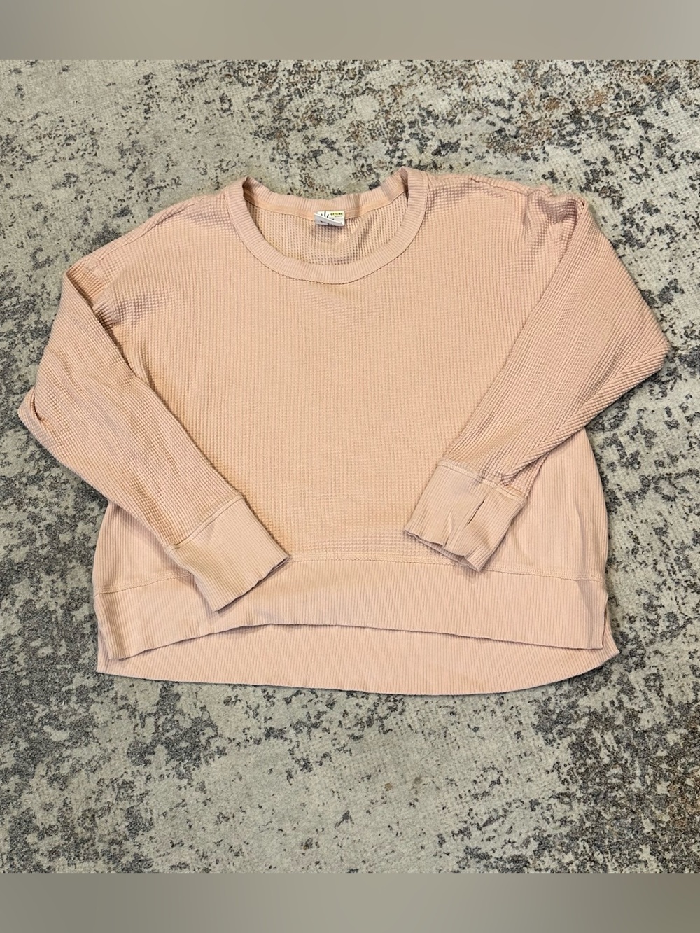 EUC Aerie Blush Pink Waffle-Knit Crewneck Relaxed Fit Top--Medium
